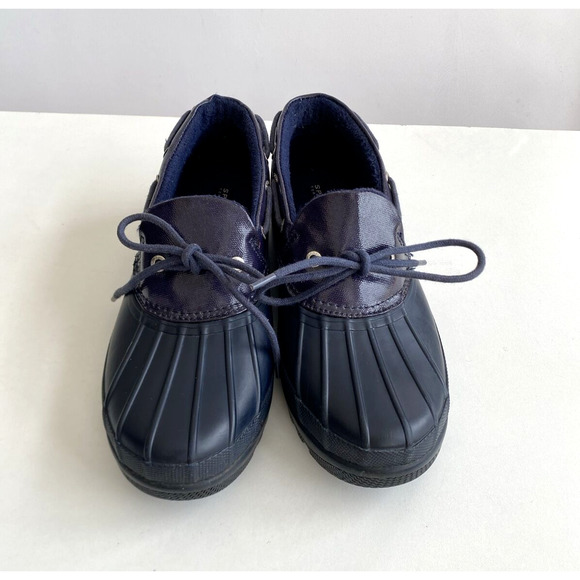 SPERRY TOP-SIDER Navy Blue Rubber Duck Shoe Low Boot Waterproof Lined Size 8.5 - Picture 2 of 6